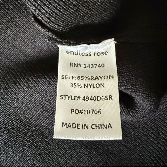 Endless Rose Black Ruffle Off the Shoulder Mini Sweater Dress Size L - Picture 4 of 7